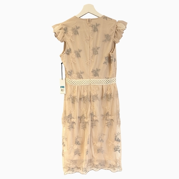 NWT Dex Light Peach chiffon Dress with pastel flowers size XS - Picture 4 of 11